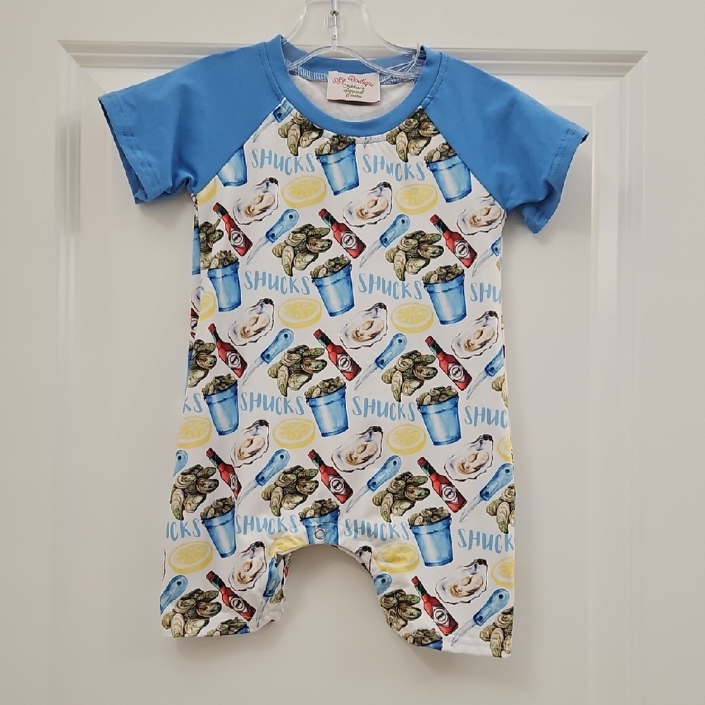 Blue and White Baby Jon Jon with Oyster Print
